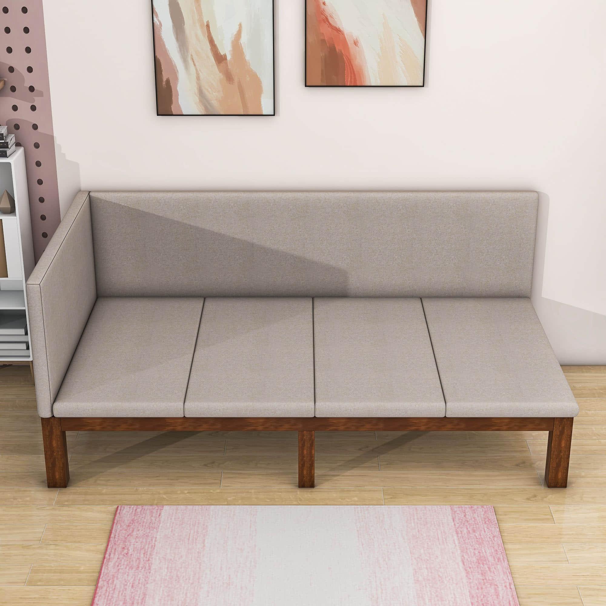 Linen Upholstered Twin Daybed Couch for Living Room