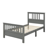 Wood Twin Platform Bed with Headboard and Footboard