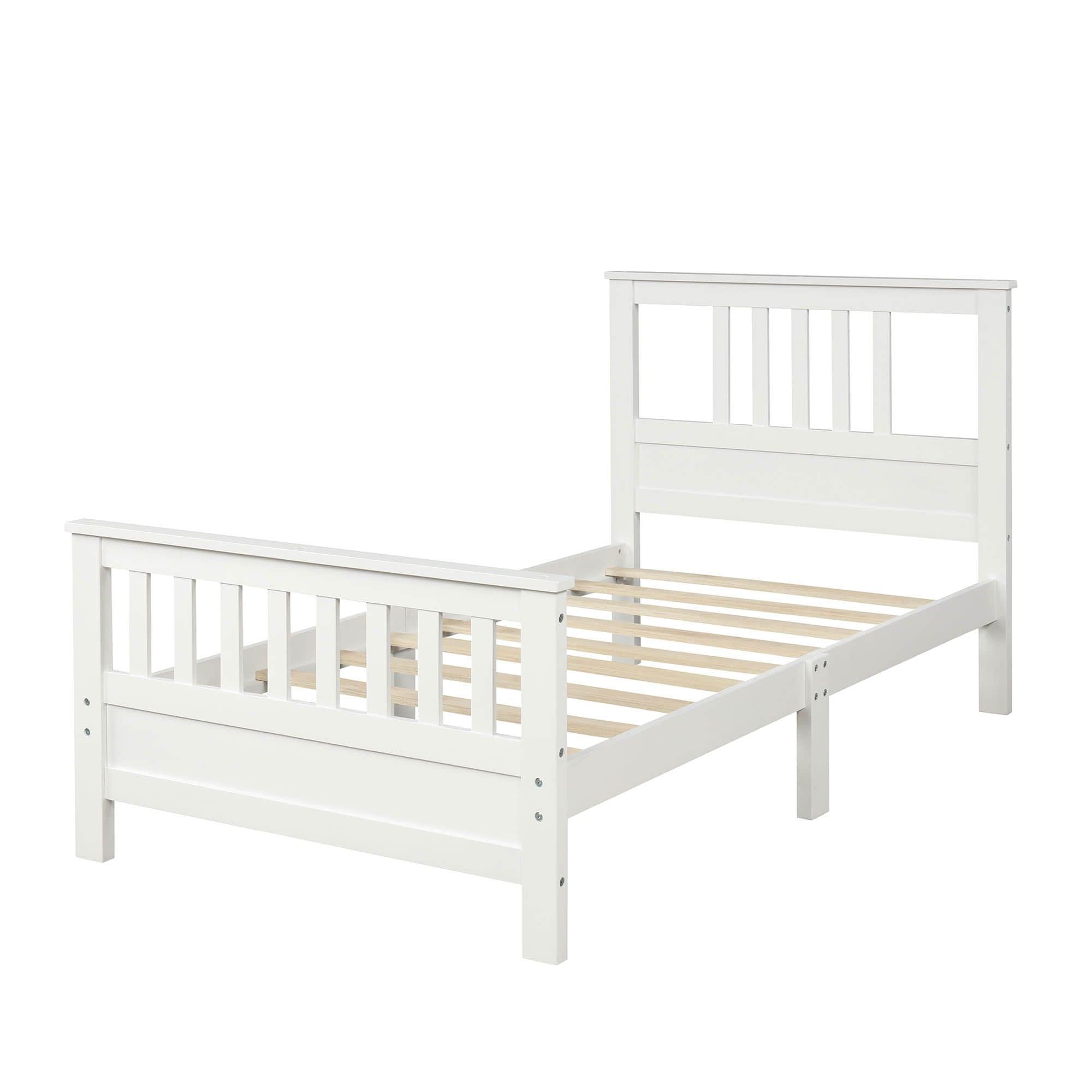 Wood Twin Platform Bed with Headboard and Footboard