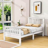 Wood Twin Platform Bed with Headboard and Footboard