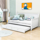 Wood Twin Daybed With Twin Trundle & Beadboard Back