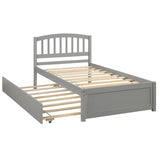 Wooden Twin Platform Bed with Trundle and Headboard