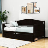 Wood Twin Daybed with Storage Drawers and Arch Back