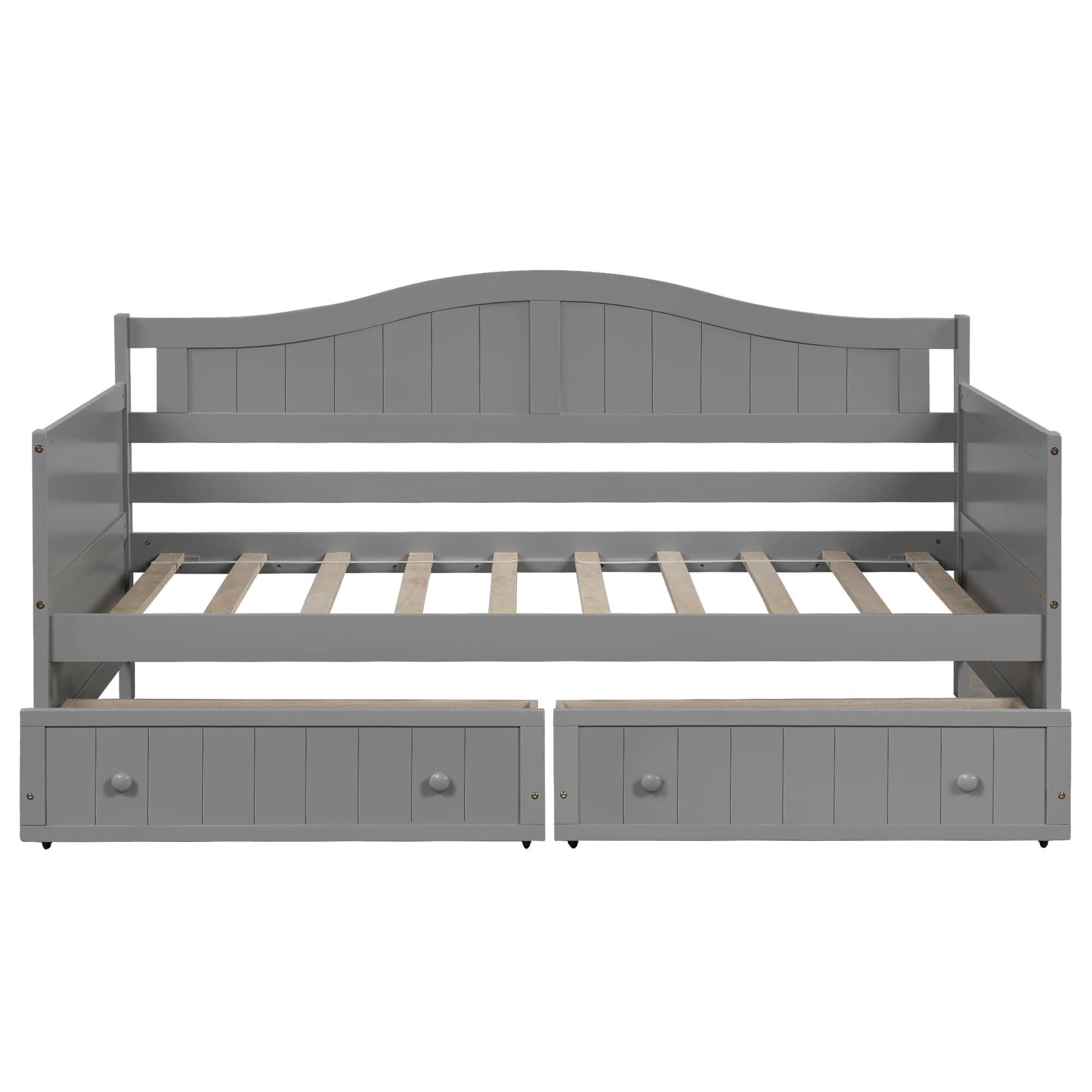 Wood Twin Daybed with Storage Drawers and Arch Back