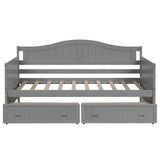 Wood Twin Daybed with Storage Drawers and Arch Back