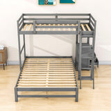 Twin Over Full Bunk Beds with Desk and Storage Drawers - [Wooden, Detachable, L-Shaped]