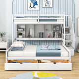 Twin XL Over Full Bunk Beds with Stairs and Storage Shelves, Drawers - [Detachable]