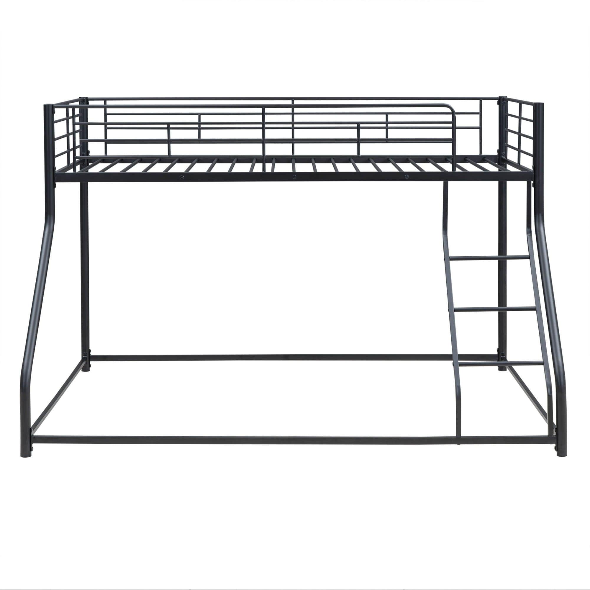 Twin XL Over Queen Metal Floor Loft Bunk Beds for Adults, Kids