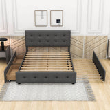 Upholstered Queen Size Platform Bed with Storage and Twin XL Trundle - [Headboard]