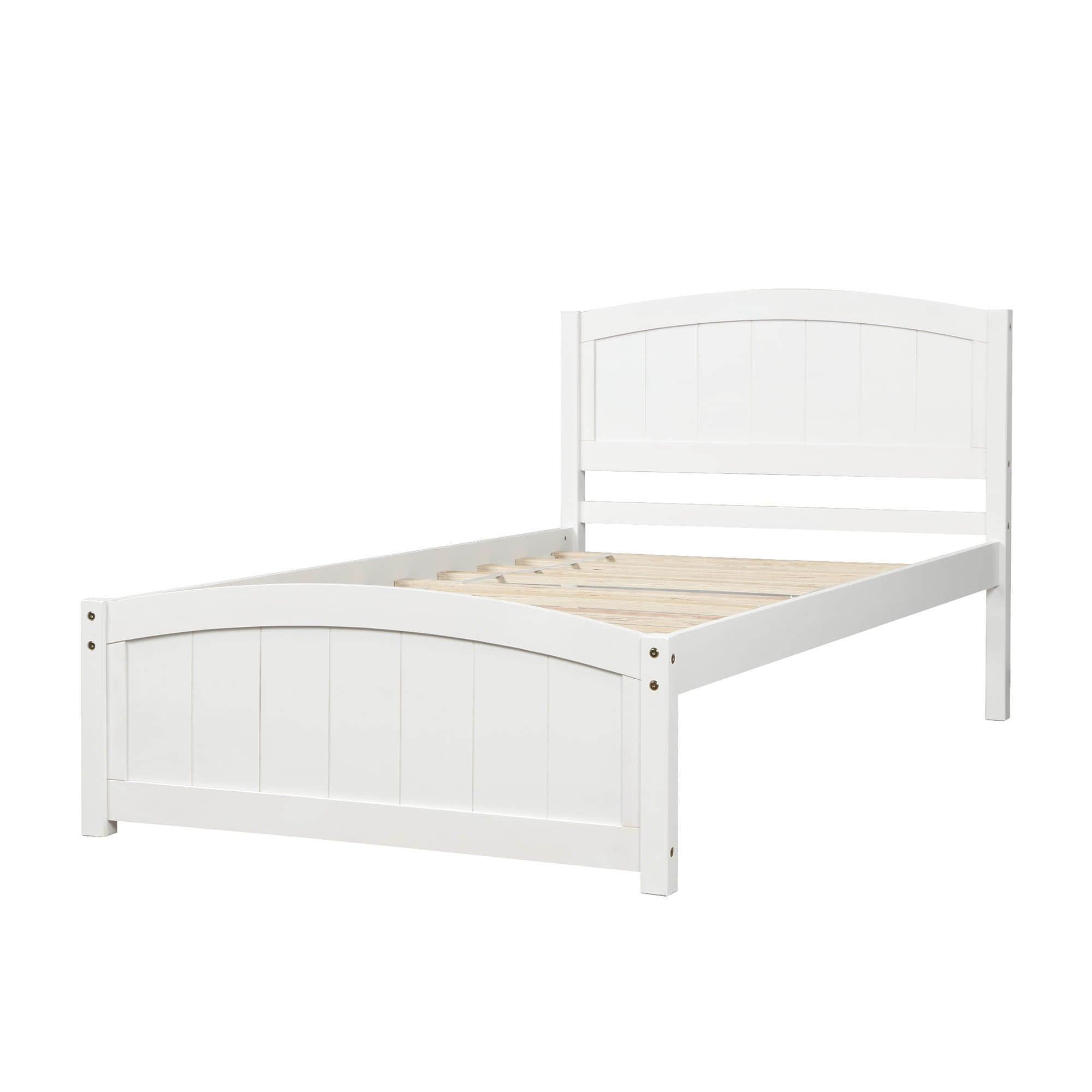 Wood Modern Classic Platform Bed with Headboard for Kids Adults