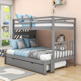 Wood Twin Over Twin / Full Bunk Bed with Trundle and Storage - [Shelves, Drawers, Stairs]