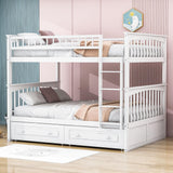 Full Over Full Bunk Beds with Storage Drawers for Kids - [Wood, Convertible, Small Room]