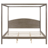 Rustic Wood King Size Canopy Bed Frame with Headboard for Adults