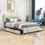 Full Velvet Upholstered Platform Bed Frame with Twin Trundle and Storage