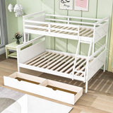 Modern Convertible Twin Over Full Bunk Bed with Storage Drawers - [Wood]