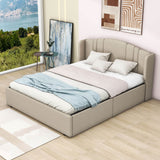 Queen Modern Upholstered Bed Frame with Headboard and Storage