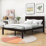 Wood Full Size Vintage Platform Bed Frame with Headboard