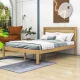 Wood Full Size Vintage Platform Bed Frame with Headboard