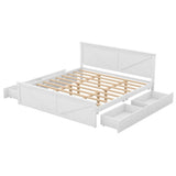 Wooden King Size Platform Bed with Storage and Headboard - [Drawers]