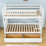 Convertible Twin Over Twin Bunk Beds with Storage Drawers - [Wooden]