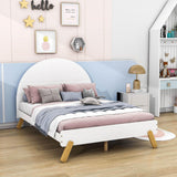 Wooden Cool Full Size Platform Bed with Unicorn Headboard for Girls, Kids