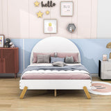 Wooden Cool Full Size Platform Bed with Unicorn Headboard for Girls, Kids