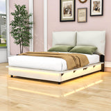 Modern Full Size Upholstered Platform Bed Frame with Headboard LED Lights