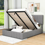 Modern Upholstered Full Bed Frame with Storage - Hydraulic Lift Up System