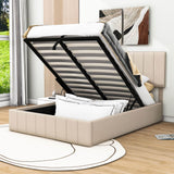 Modern Upholstered Full Bed Frame with Storage - Hydraulic Lift Up System