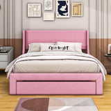 Velvet Upholstered Queen Size Platform Storage Bed with Headboard - [Drawer]