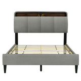 Smart Full Size Platform Upholstered Bed Frame with Storage Headboard