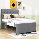 Full Size Linen Upholstered Platform Bed Frame with Storage and Trundle