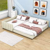 Queen Upholstered Bed Frame with Attached Twin XL Side Bed