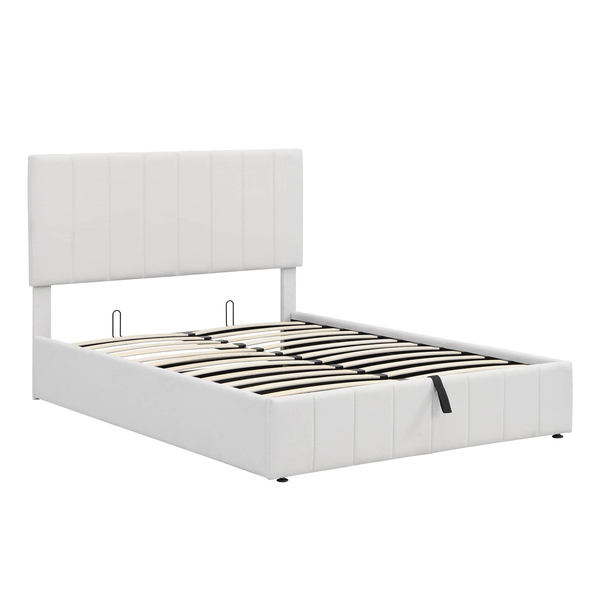 Modern Upholstered Full Bed Frame with Storage - Hydraulic Lift Up System