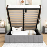 Modern Upholstered Full Bed Frame with Storage - Hydraulic Lift Up System