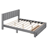 Velvet Queen Size Upholstered Platform Bed Frame with Headboard and Storage