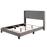 Queen Size Velvet Upholstered Platform Bed Frame with Headboard