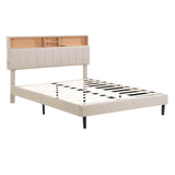 Mid-Century Modern Queen Size Upholstered Platform Bed Frame with Storage