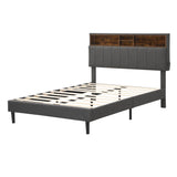 Mid-Century Modern Full Size Upholstered Platform Bed Frame with Storage