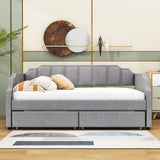 Modern Twin Size Upholstered Daybed with Storage Drawers