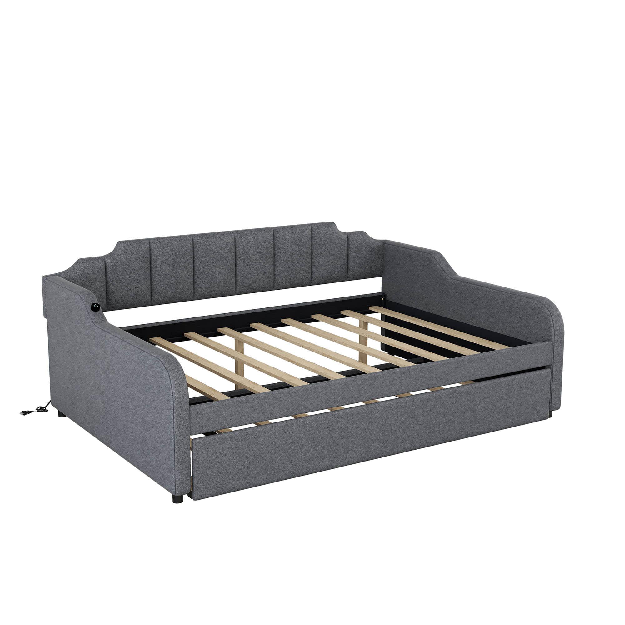 Smart Full Size Upholstered Daybed with Pull Up Trundle