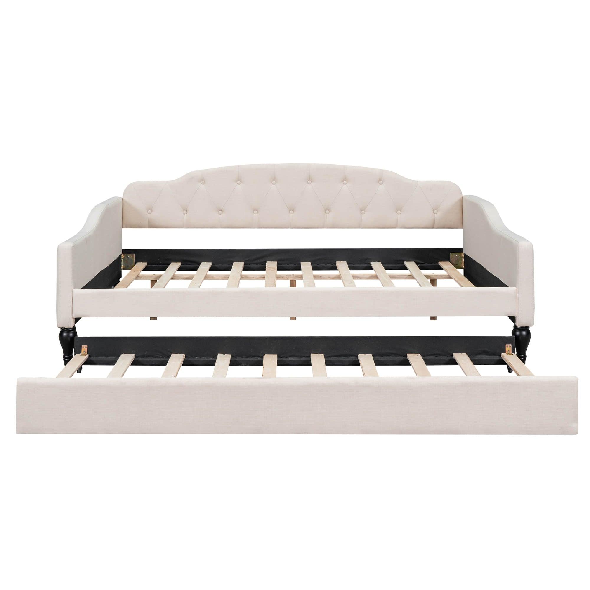 Upholstered Full Size Daybed with Twin Size Trundle