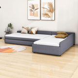 Upholstered Double Twin Daybed with Trundle and Storage - [Drawer]