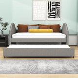 Modern Full Size Upholstered Daybed with Twin Trundle for Adults