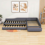 Upholstered Double Twin Daybed with Trundle and Storage - [Drawer]