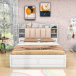 Wood Queen Platform Bed Frame with Storage Headboard and Drawers