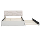 Queen Upholstered Platform Bed Frame with Headboard, Twin XL Trundle Bed