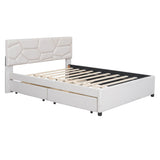 Queen Platform Upholstered Bed Frame with Headboard, Twin XL Trundle Bed