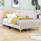 Velvet Upholstered Twin Bed Frame with Headboard for Kids, Adults