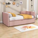 Twin Size Upholstered Daybed with Adjustable Pop Up Trundle